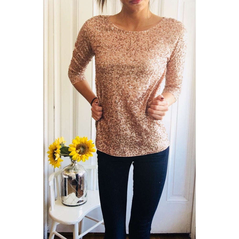J.Crew full sequin blush top!